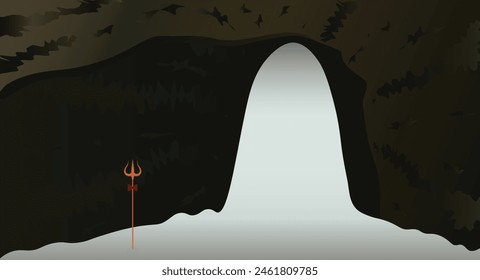 Ilustración vectorial de la cueva de Amarnath shiva linga.