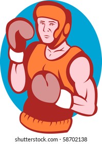 vector illustration of an amateur boxer in fighting stance
