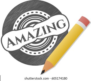 Vector Illustration of Amazing draw with pencil effect in yellow color
