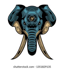 Vector Illustration. Amazing Elephant Head in White Background