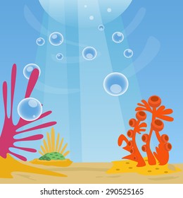 Vector illustration of amazing underwater world.