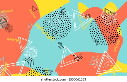 Vector Illustration. Amber 90s Texture. Aqua Colorful Decor. Flow Flyer. Baby Blue Fun Pattern. Yellow Kinder Drawing. Summer Ornament.