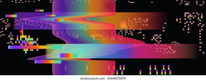 Una Ilustración vectorial de destellos ambientales con rayas holográficas en colores vivos.