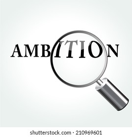 Vector illustration of ambition concept with magnifying