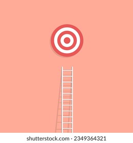 Vector Illustration of ambition mission growth up ladder to target goal succes concept 