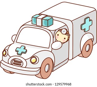 Ilustración vectorial del automóvil de ambulancia