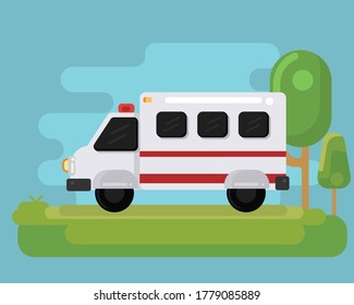 Vector illustration ambulance car. Ambulance auto paramedic emergency. Ambulance vehicle medical evacuation, Cute Ambulance For Kids Animatiuon, Flat design