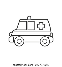 Vector Illustration of an ambulance car. Icon style with black outline. Logo design. Coloring book for children
