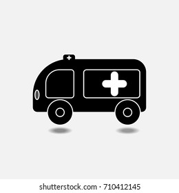 Vector illustration Ambulance car icon or sign isolated on white background. 