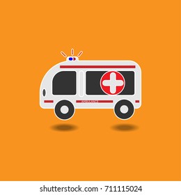 Vector illustration Ambulance car icon or sign isolated on color background. 