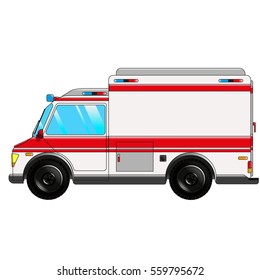 Vector illustration ambulance car on white background.
