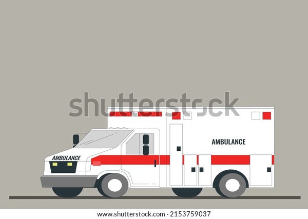 Vector illustration ambulance car on blue\
background. Ambulance auto paramedic emergency. Ambulance vehicle\
medical. Cartoon\
ambulance