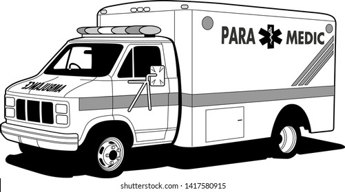 Vector illustration ambulance car . Ambulance vehicle medical evacuation.