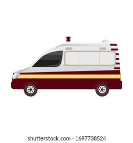 Vektorillustration eines Krankenwagen auf weißem Hintergrund. Automatischer paramedischer Rettungswagen. Evakuierung medizinischer Krankenwagen. Silhouette des Cartoon Ambulance