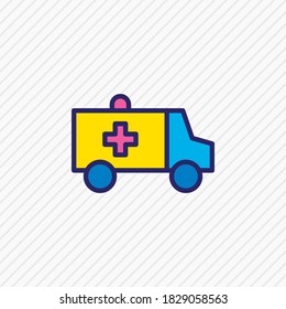 Ilustración vectorial de la línea coloreada del icono de la ambulancia. También se puede utilizar un bello elemento extra como elemento de icono de primeros auxilios para coches.