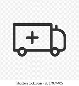 Vector illustration of ambulance icon in dark color and transparent background(png).