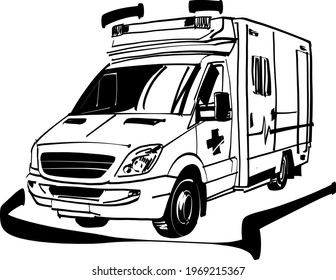 the vector illustration of the ambulance track on the road