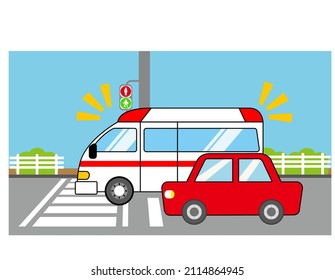 Vector illustration of ambulance. 　Emergency transportation.
