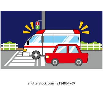 Vector illustration of ambulance. 　Emergency transportation.