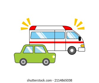Ilustración vectorial de la ambulancia. 　Transporte de emergencia.