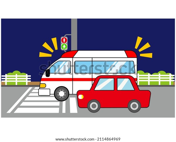 Vector illustration of ambulance.\
　Emergency\
transportation.