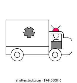 vector illustration of an ambulance walking by, cartoon ambulance, can be used as a logo, poster, and other commercial needs