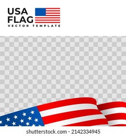 vector illustration of america flag with transparent background. usa flag vector template.