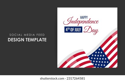 Vector illustration of America Independence Day social media story feed mockup template
