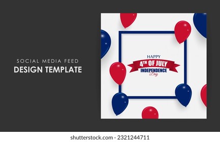 Vector illustration of America Independence Day social media story feed mockup template