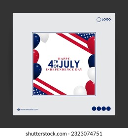 Vector illustration of America Independence Day social media story feed mockup template