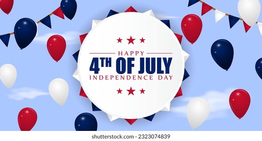 Vector illustration of America Independence Day social media story feed mockup template