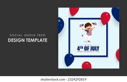 Vector illustration of America Independence Day social media story feed mockup template