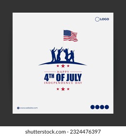 Vector illustration of America Independence Day social media story feed mockup template