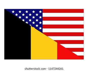 vector illustration of American and Belgian flags 