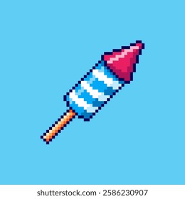 Vector Illustration of American Celebration Firework with Pixel Art Design, perfect for game assets themed designs