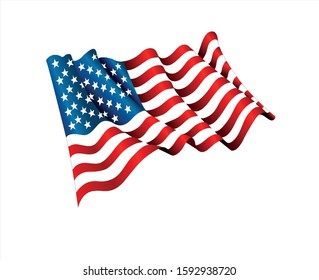 Vector illustration, American country flag, modern shaped.
