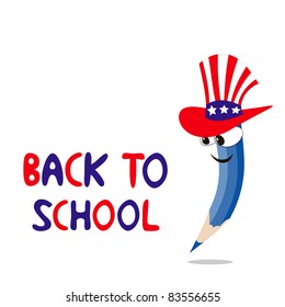 Vector illustration of american crayon is going to school