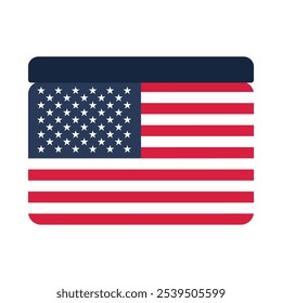 Vector illustration of the American flag. The flag appears to be flat with no folds or wrinkles. Patriotism, national holidays, or events celebrating American culture. Website designs for government