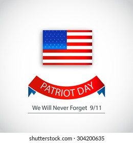 Vector illustration American Flag Background with Ribbon for Patriot Day.