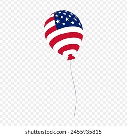 Ilustración vectorial del globo de color de la bandera americana sobre fondo transparente