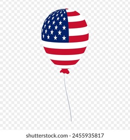 Ilustración vectorial del globo de color de la bandera americana sobre fondo transparente