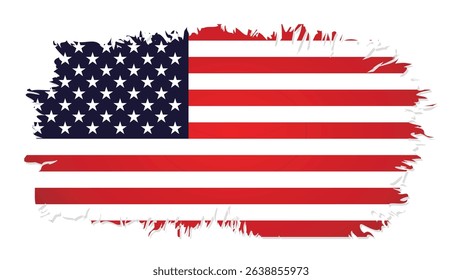 Vector illustration of the American flag in a grunge brush style. Suitable for patriotic themes, Independence Day, or USA-related graphic design projects.