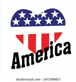 vector illustration of American flag heart shape icon, EPS 10