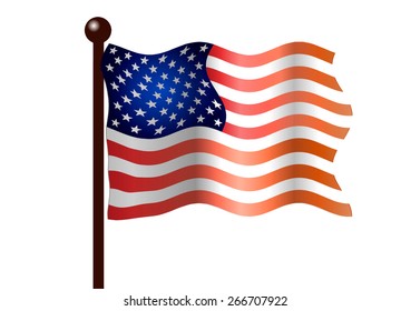 Vector illustration. American flag on a white background