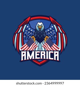 Vector illustration of american flag painted bald eagle with premium quality stock 