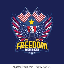 Ilustración vectorial del águila calva pintada con bandera estadounidense con material de primera calidad 