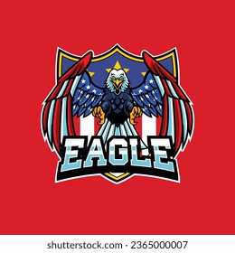 Vector illustration of american flag painted bald eagle with premium quality stock 