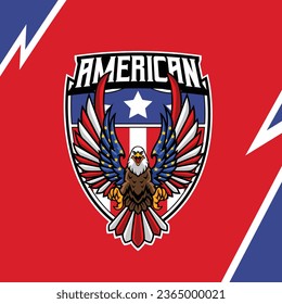 Vector illustration of american flag painted bald eagle with premium quality stock 