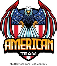 Vector illustration of american flag painted bald eagle with premium quality stock 