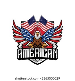 Vector illustration of american flag painted bald eagle with premium quality stock 